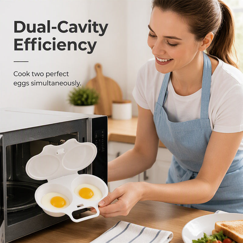 🥚✨! Dual Cavity Microwave Egg Poacher – Quick oil‑free cooking, food‑grade PP & versatile. Perfect for busy mornings – healthy breakfast in minutes! ⚡🍳