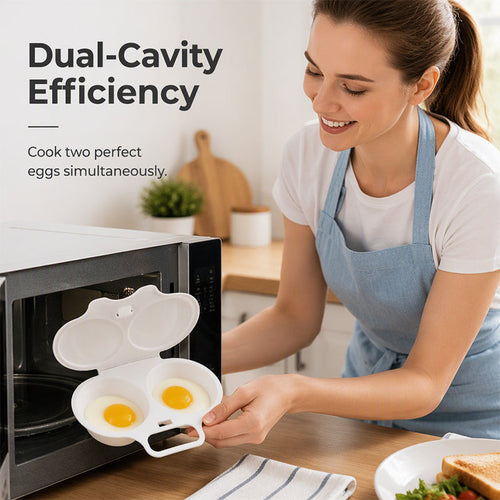 🥚✨! Dual Cavity Microwave Egg Poacher – Quick oil‑free cooking, food‑grade PP & versatile. Perfect for busy mornings – healthy breakfast in minutes! ⚡🍳