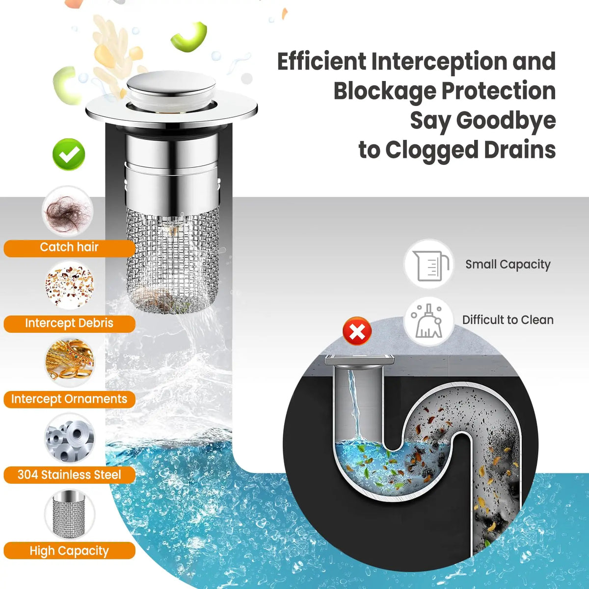 ✨🔥Universal Pop-up Sink Drain Filter