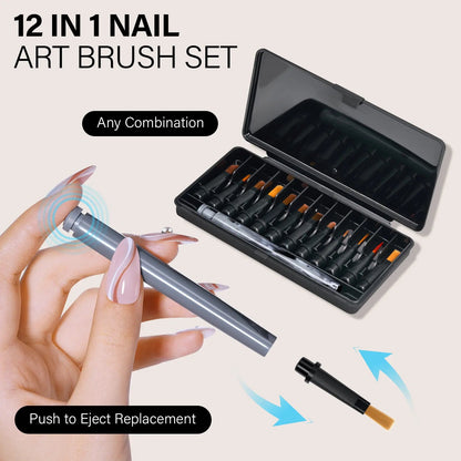 🎨 Aillsa Nail Art Brush Set ✨｜DIY Manicure Fun with 12 Replaceable Tips