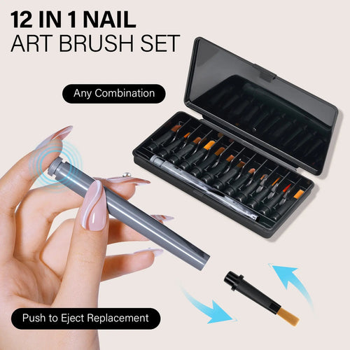 🎨 Aillsa Nail Art Brush Set ✨｜DIY Manicure Fun with 12 Replaceable Tips