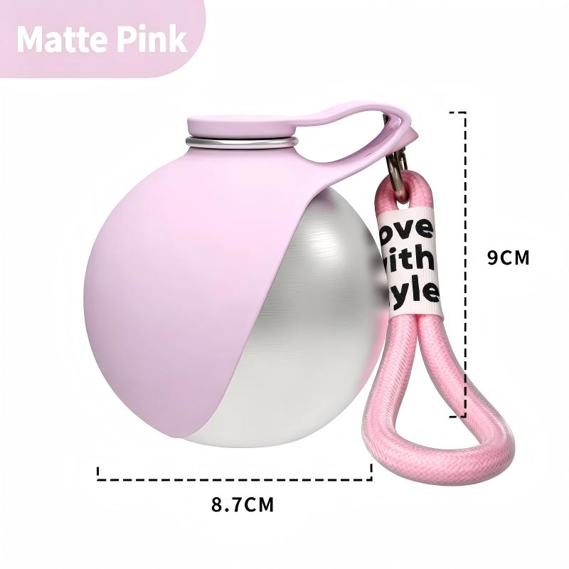 304 Stainless Steel Portable Dog Water Bottle Foldable with Hook and Spherical Nozzle
