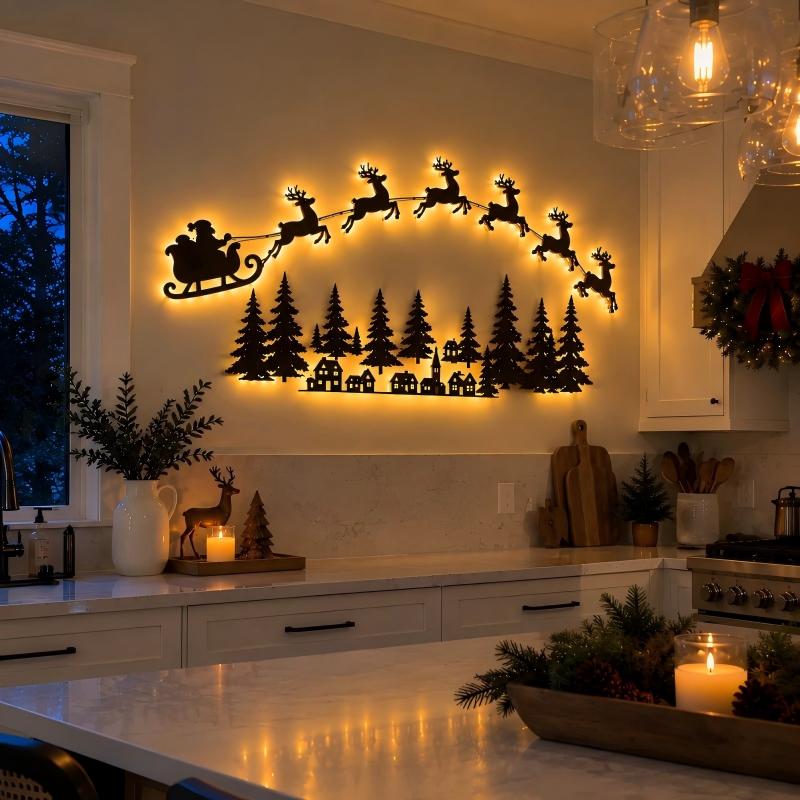 Reindeer Sleigh& Pine Tree Press On
