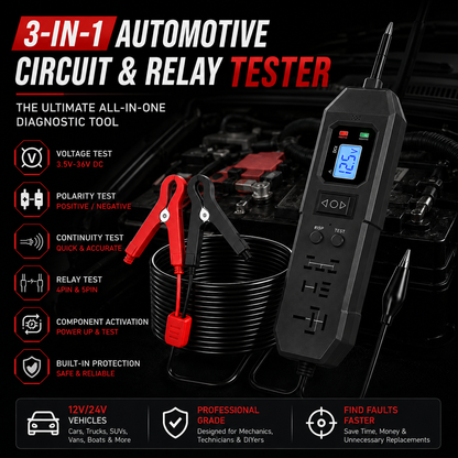 🔧 3-in-1 Automotive Power Circuit Probe & Relay Tester – 12V/24V Electrical Diagnostic Tool🚚