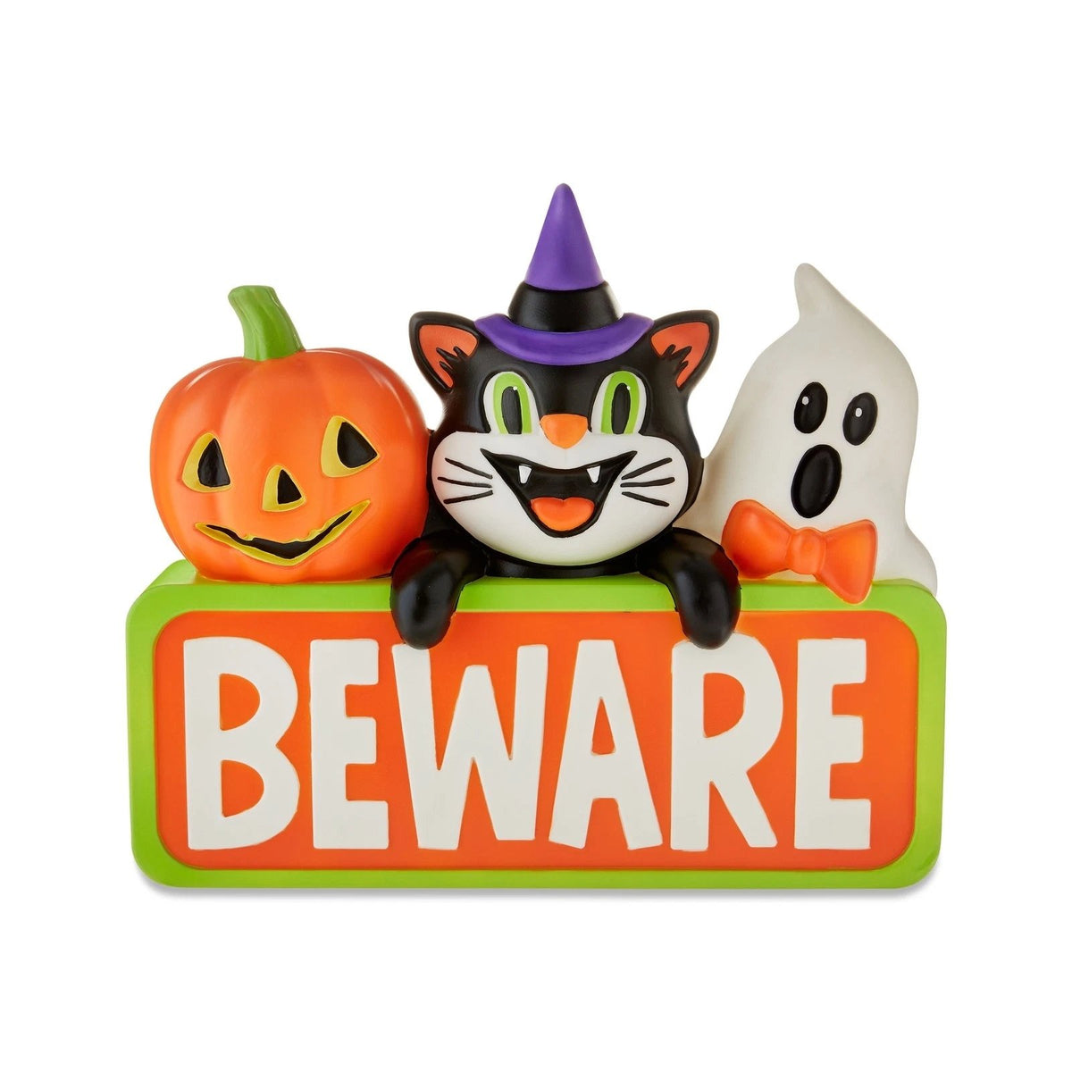 🔥LAST DAY 50% OFF🎃🐈‍⬛👻Halloween Lighted Blow Mold Vintage BEWARE Pumpkin Black Cat Ghost