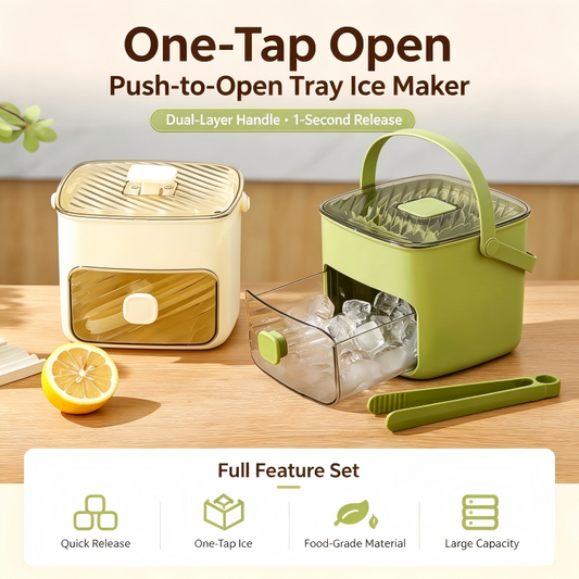 Portable Ice Cube Tray with Push Release Food Grade Large Capacity Mold