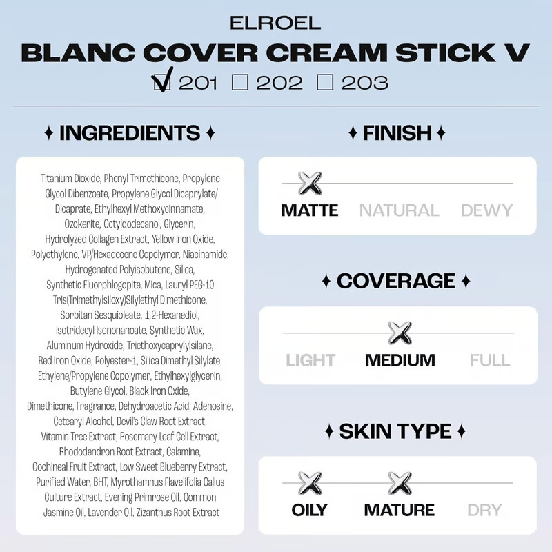 Cream Stick V White Korean Color-Changing Foundation Stick with Volufiline