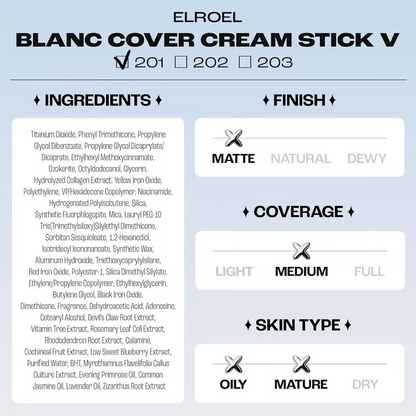 Cream Stick V White Korean Color-Changing Foundation Stick with Volufiline