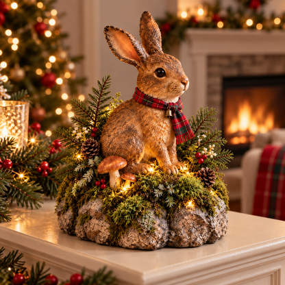 Meet Your New Forest Friend: Lighted Christmas Bunny Statue🐇