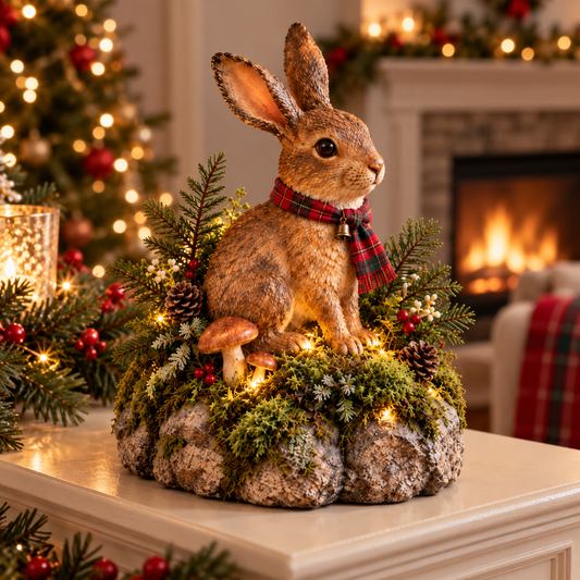 Meet Your New Forest Friend: Lighted Christmas Bunny Statue🐇