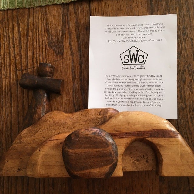 ✝️Handcrafted Wooden Cross & Empty Tomb Decoration ✨Daily Reminder of Resurrection Hope