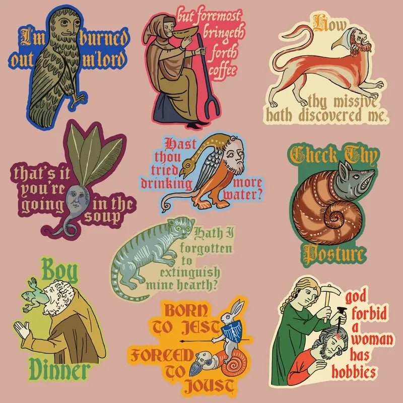 😂50 Shades of Dark Ages: Extra Large Medieval Sarcasm Stickers