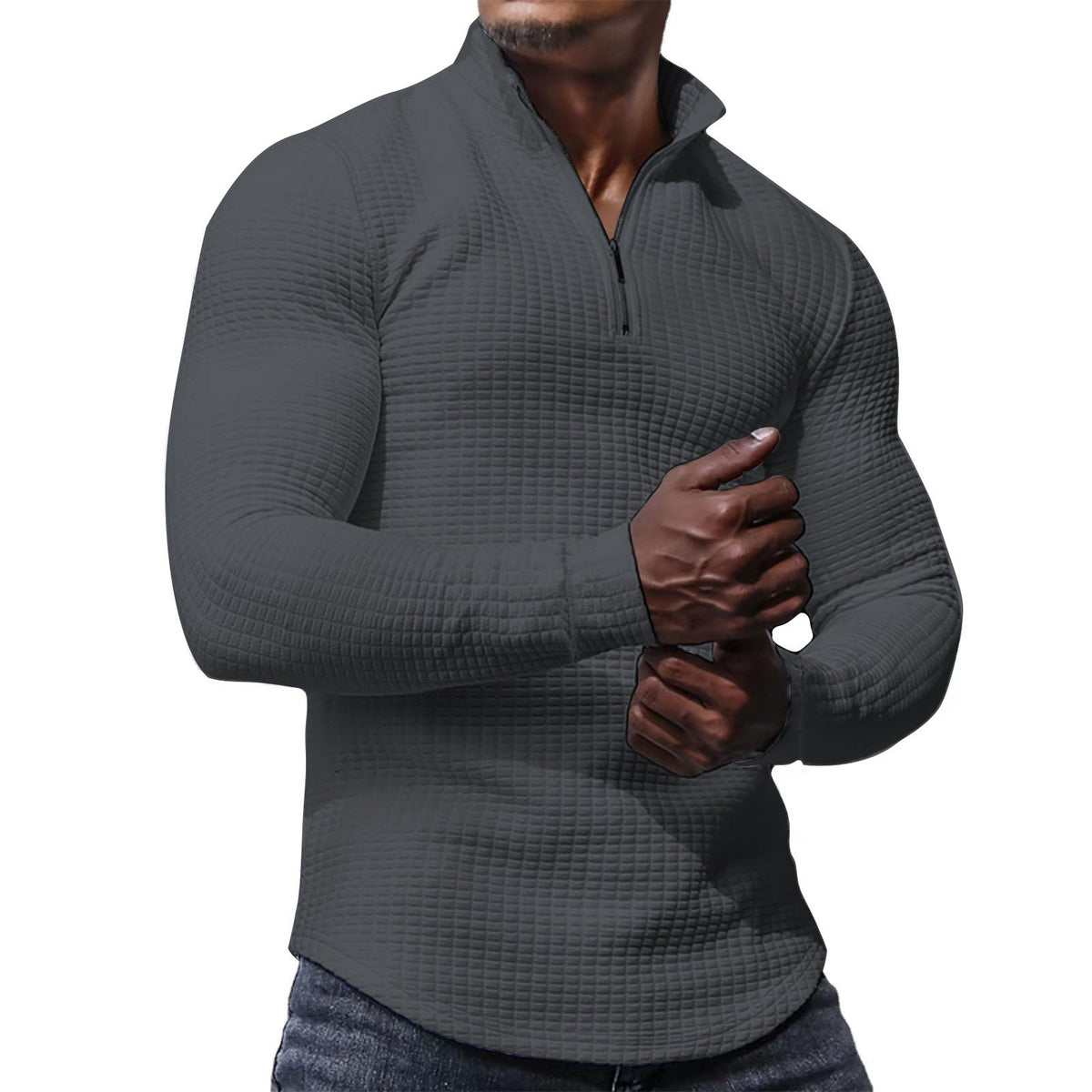 🎁Last Day Promotion 49% OFF🔥Men's Regular Fit Plain Half Zip Up Sweatshirt