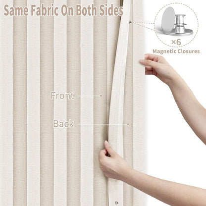 Pleated Folding Door Curtain | Accordion Room Divider with Magnetic Closure – Waterproof, No-Drill