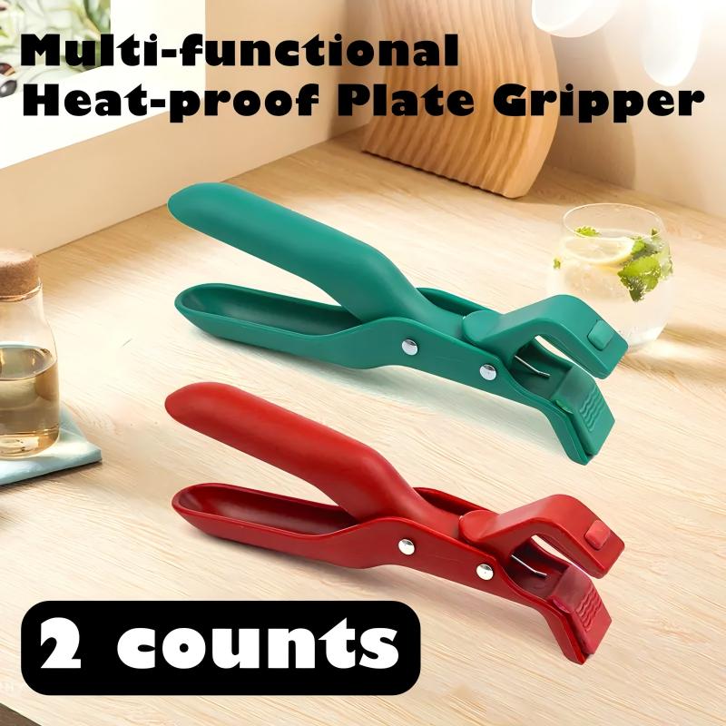 Multi Purpose Anti Scald Plate Gripper for Bowls Pots Pans Red Green Kitchen Tool