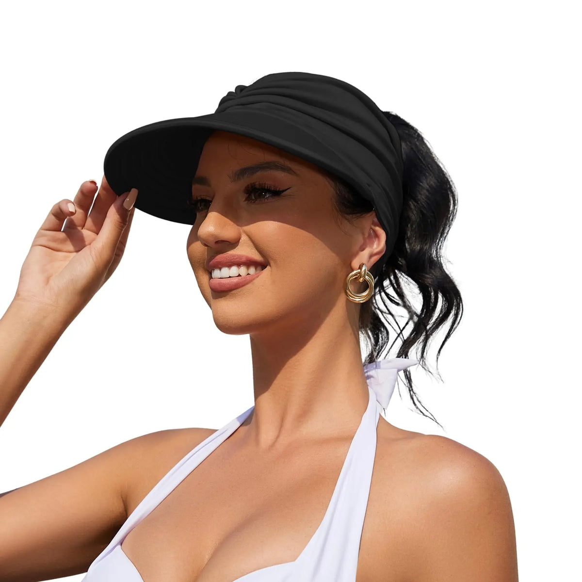UPF 50+ Sun Visor Ponytail Hat