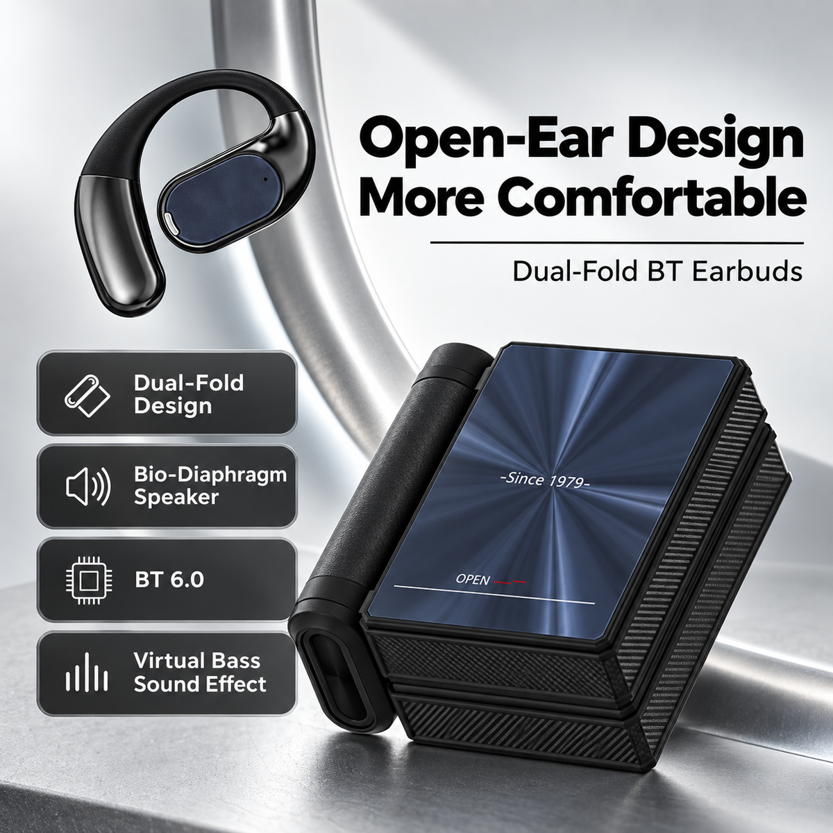 🔥Ear Buds  - Headphones Bluetooth with Dual-Fold Design