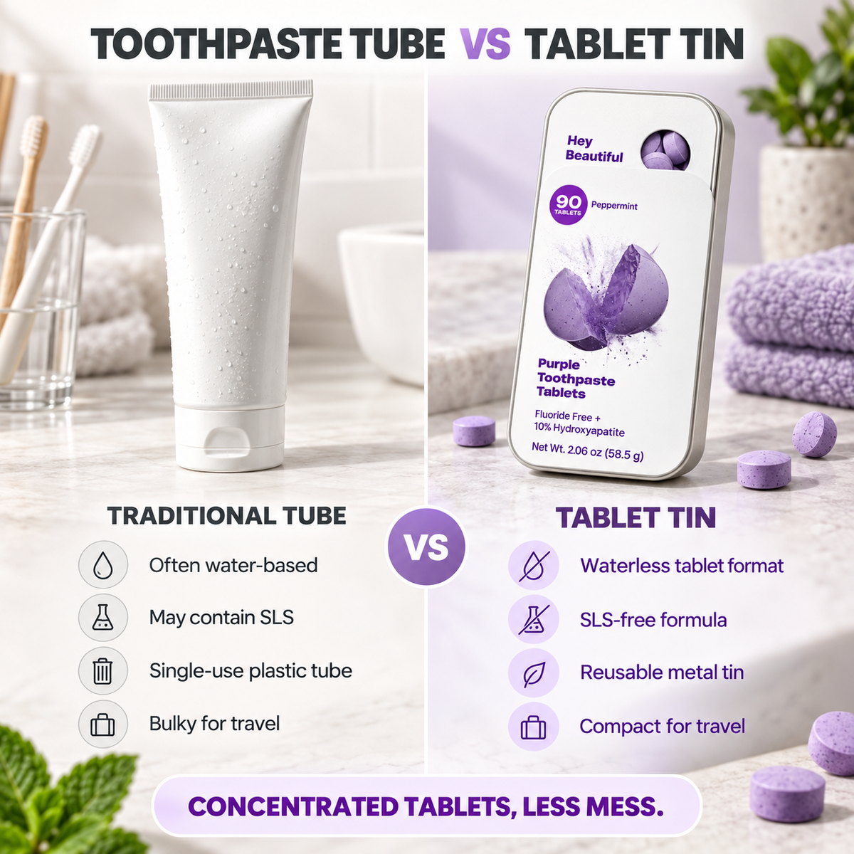 Stycove Purple Toothpaste Tablets w/ Hydroxyapatite & PAP (90)