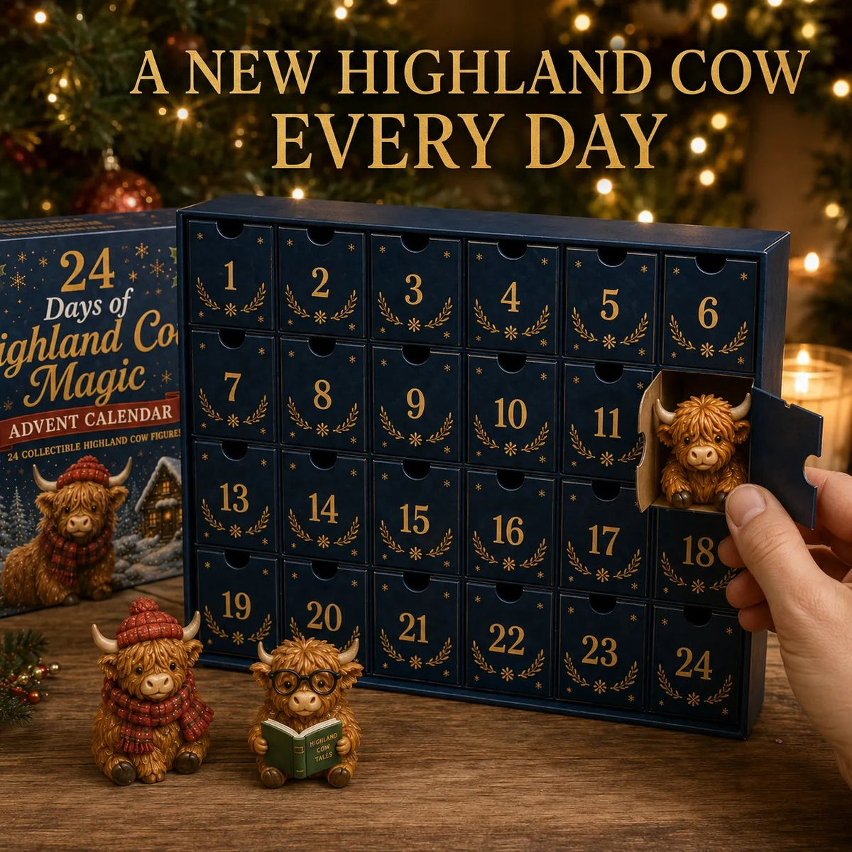 ⏳ Last Day 50% OFF – 🐮 24 Days of Highland Cow Advent Calendar | 24 Unique Highland Cow Characters with Different Outfits, Hobbies & Personalities for a Cozy Christmas Countdown 🎄