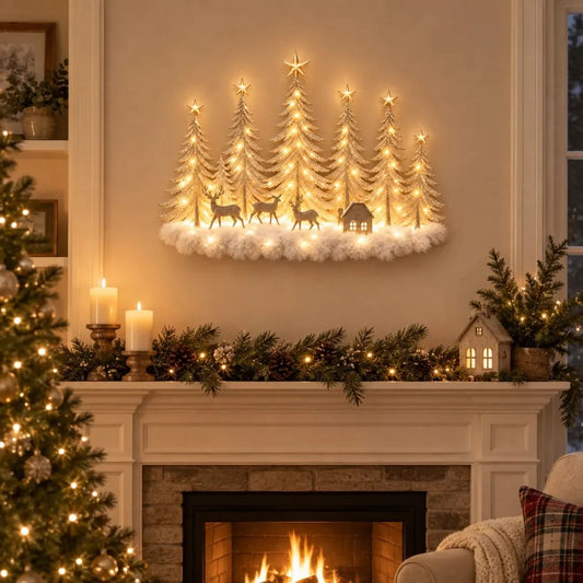 🔥🎄Lighted Christmas Woodland Forest Wall Decor
