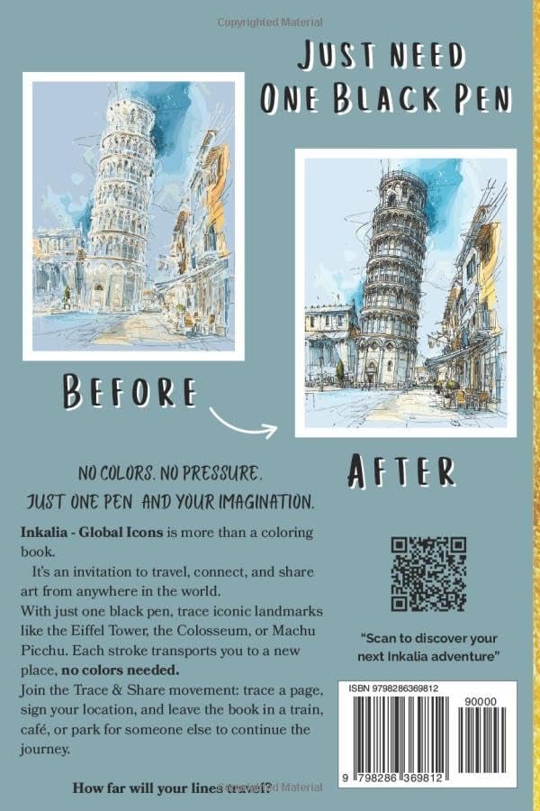🎨✏️Ink Tracing Coloring Book - For Beginners & Stress Relief(📚Hardcover - No Bleed Pages)