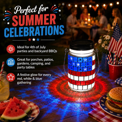 🔥Last Day 49% OFF - ✨4th of July Solar Patriotic Mason Jar Lantern