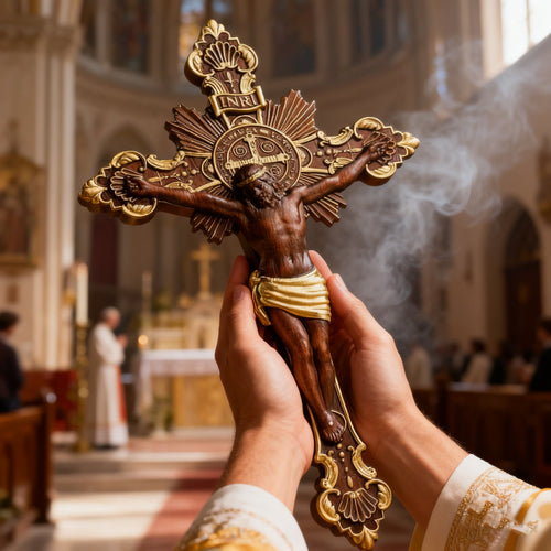 St. Benedict Exorcism Cross wood carved - Bless you and your family