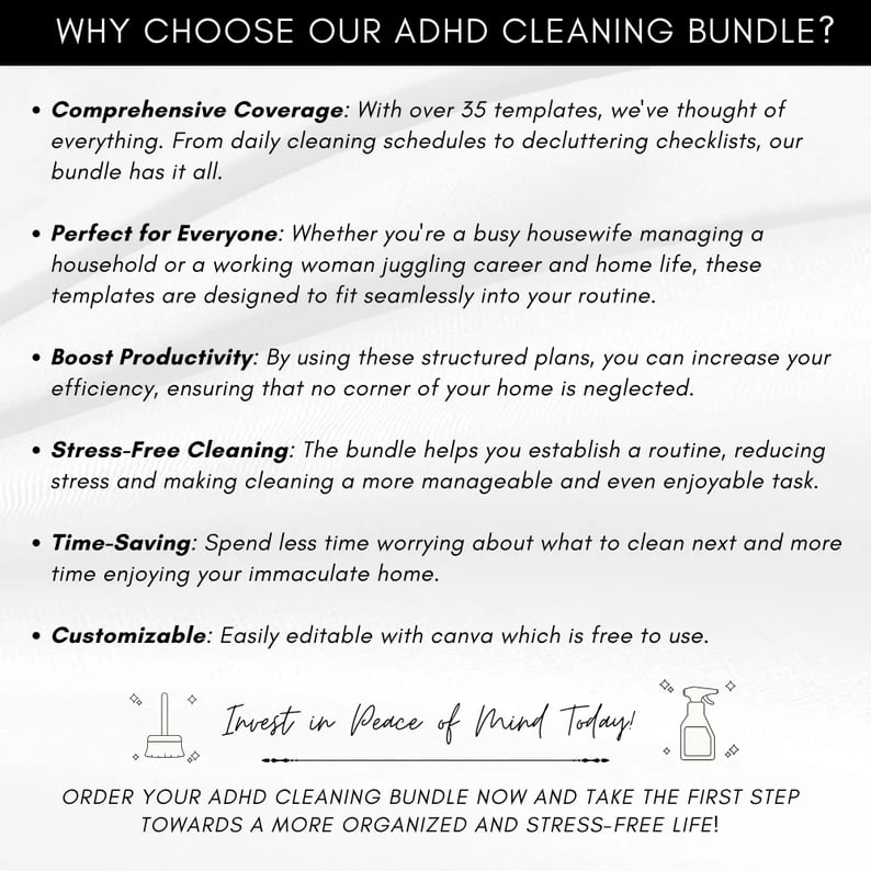 🔥LAST DAY 50% OFF📚ADHD cleaning planner bundle