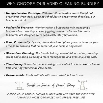🔥LAST DAY 50% OFF📚ADHD cleaning planner bundle
