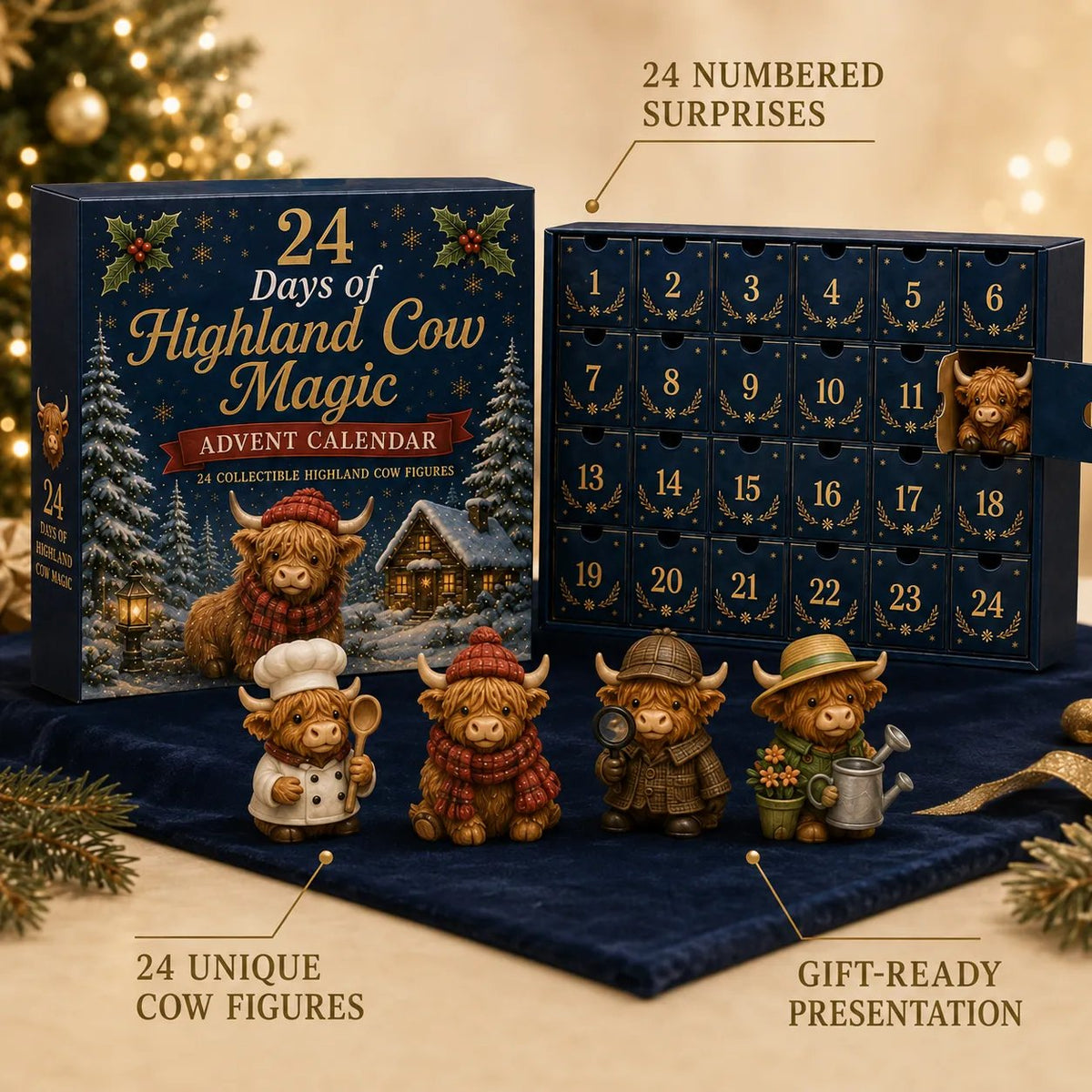 ⏳ Last Day 50% OFF – 🐮 24 Days of Highland Cow Advent Calendar | 24 Unique Highland Cow Characters with Different Outfits, Hobbies & Personalities for a Cozy Christmas Countdown 🎄