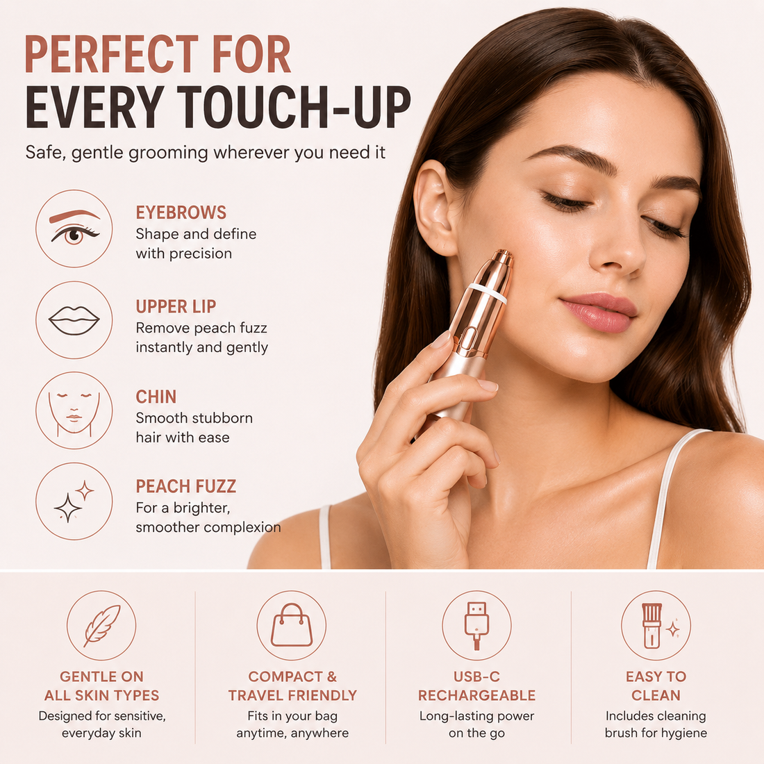 🔥2-in-1 Women's Eyebrow and Facial Hair Removal Device