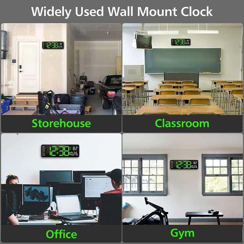 ⚡Prime Day Sale⚡13" Large Digital Clock with Temperature, Date, Auto DST, Night Light, Auto Brightness Dimmer