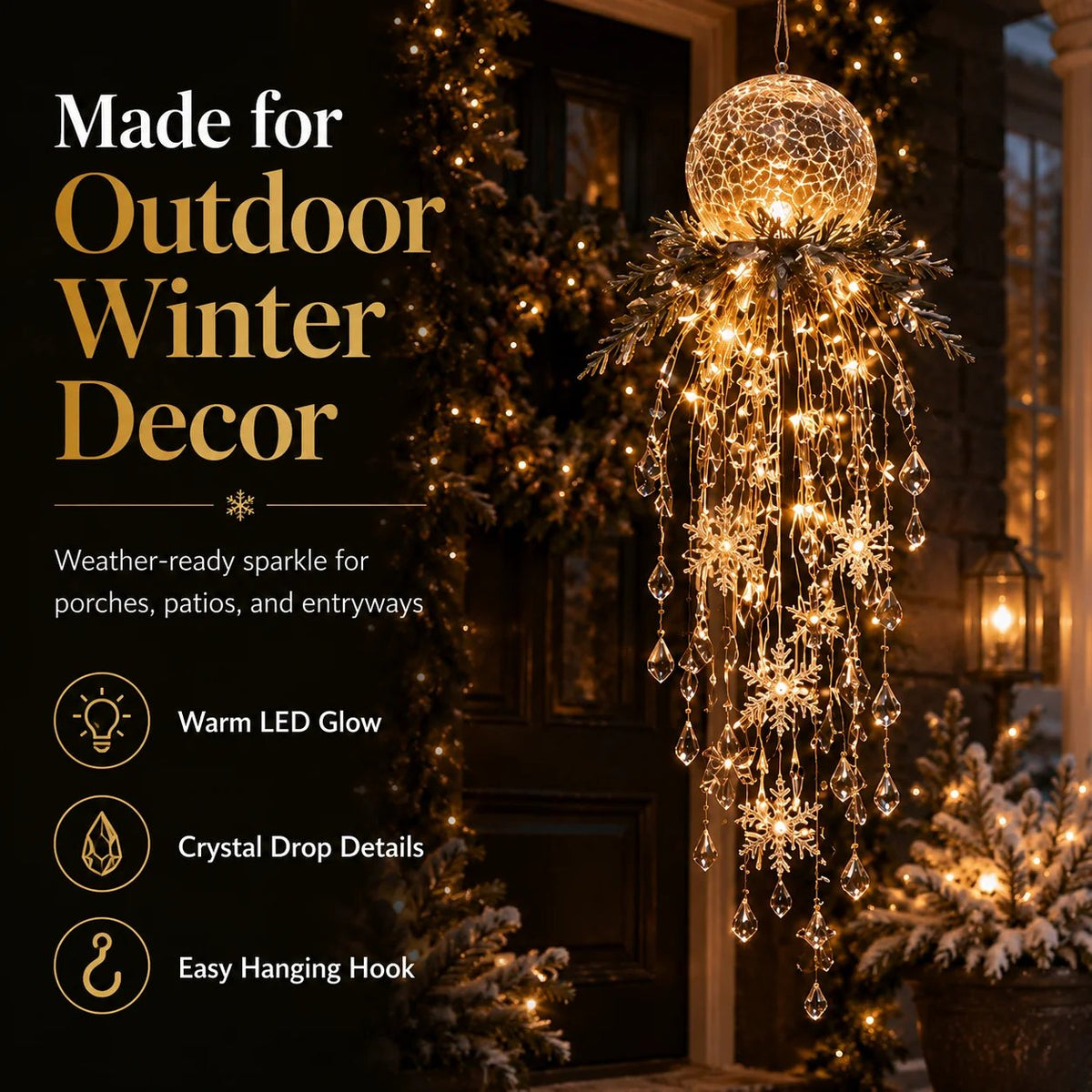 ✨ Limited-Time 45% OFF | Crystal Cascade Christmas Hanging Light – Magical Porch Glow
