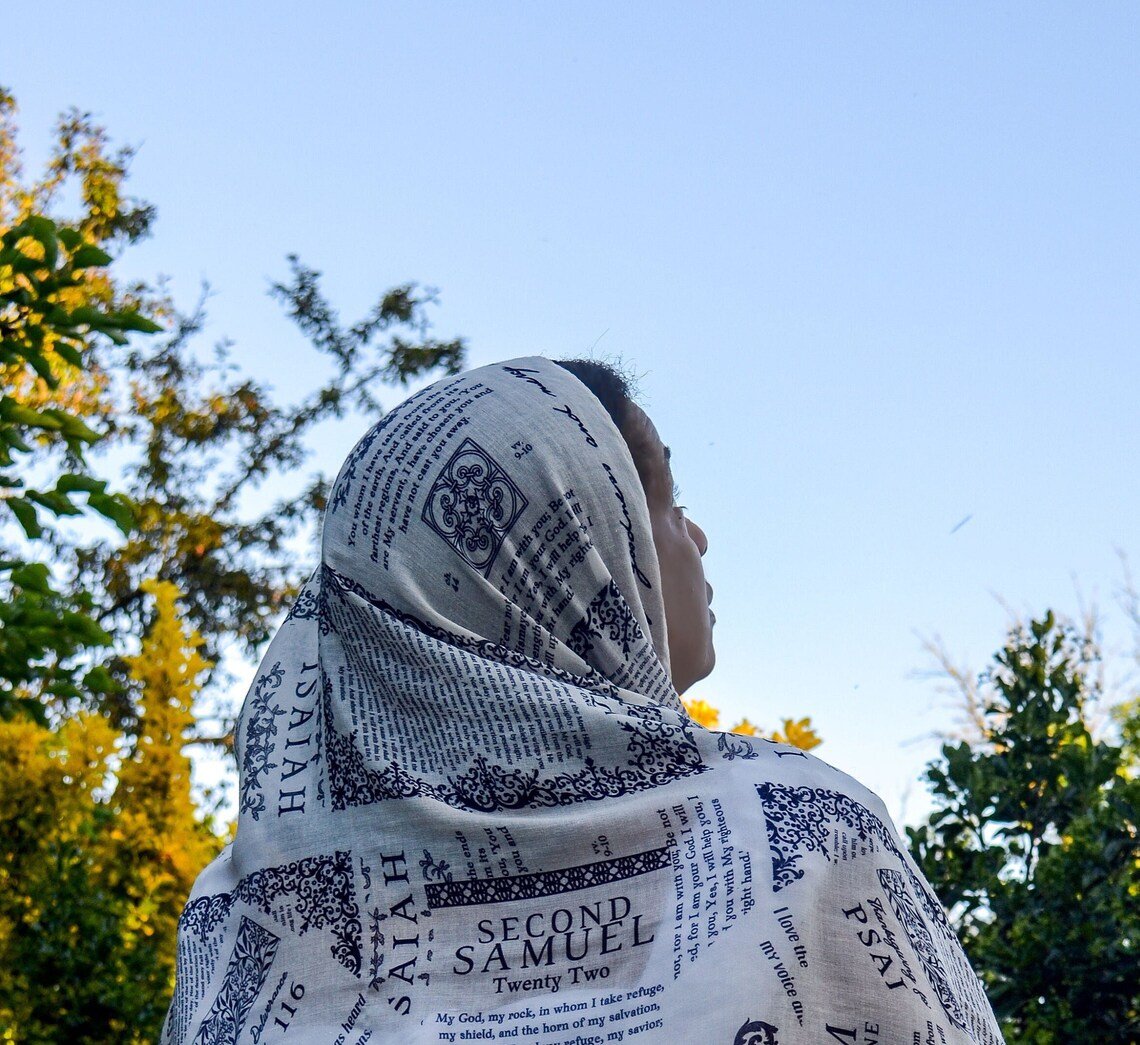 ✝️Handcrafted Christian Prayer Shawl: Protection Bible Verse Scarf, Yeshua Scripture Wrap🙏