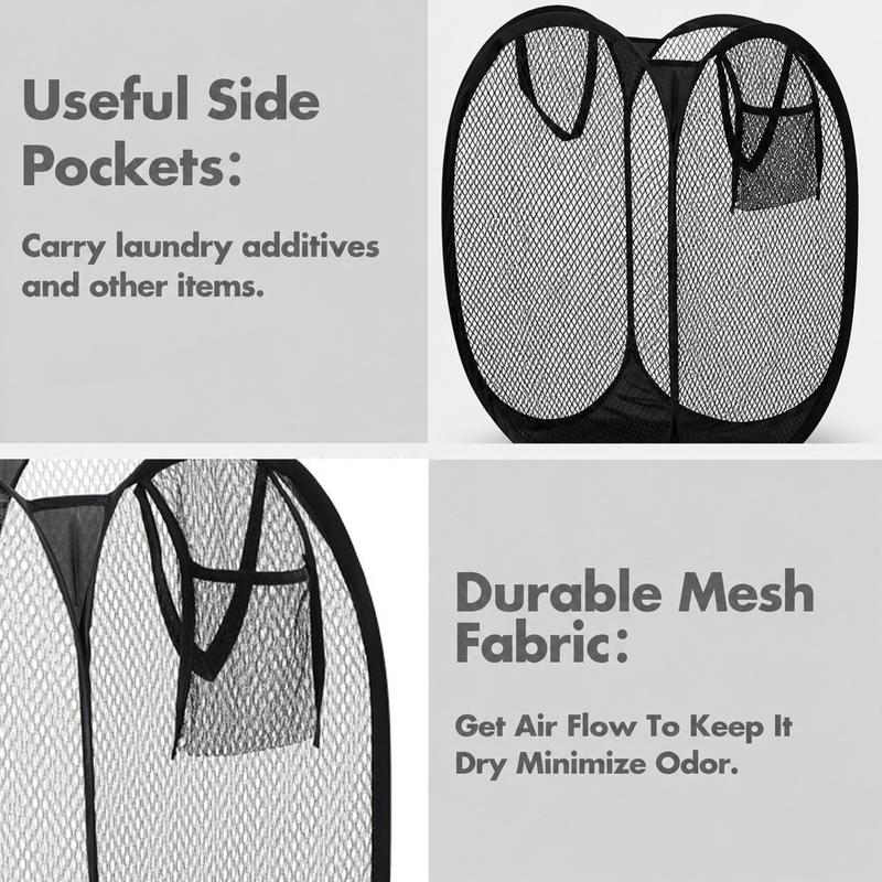 🔥🧺Foldable Pop‑Up Mesh Laundry Basket｜Large Capacity & Space‑Saving