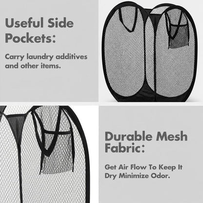 🔥🧺Foldable Pop‑Up Mesh Laundry Basket｜Large Capacity & Space‑Saving