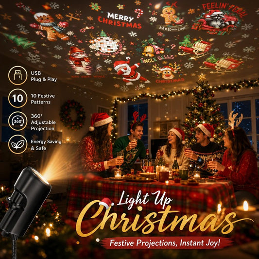 🔥Last Day 50% OFF-🎄Plug‑and‑Play HD Holiday Projector, Multi‑Scene Projection Light for Christmas, Halloween & Faith‑Themed Decor