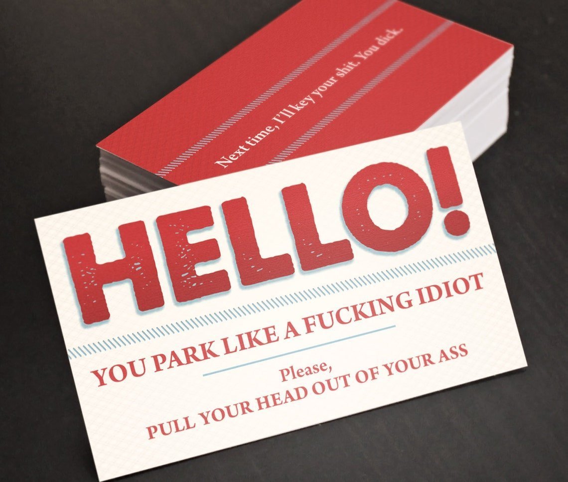 🅿️Learn to Park, Asshole--Hilarious Parking Violation Card for Inconsiderate Drivers 🚗