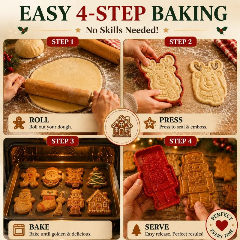 🎄LAST DAY SALE Only $9.99!!🍪Christmas Baking Moulds – 9Festive Designs 🎄