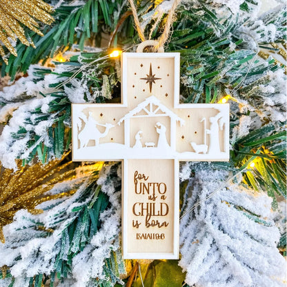 🎅Christmas Hot Sale🌟Handcrafted Wooden Nativity Ornament: 3D Christmas Scene