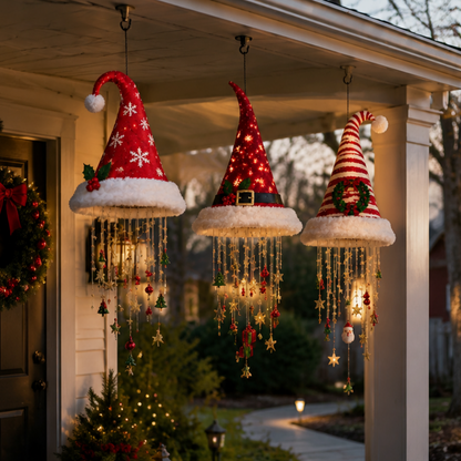 🎅 Lighted Santa Hat Hanging Chandelier 🎄