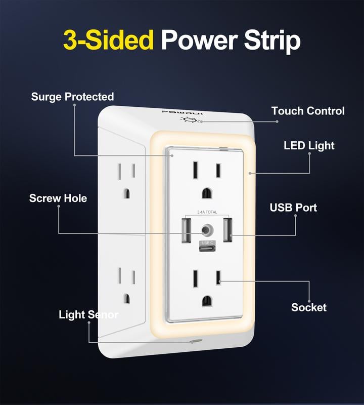 ✨LAST DAY ONLY 50% OFF🔥 Multi Plug Outlet Surge Protector