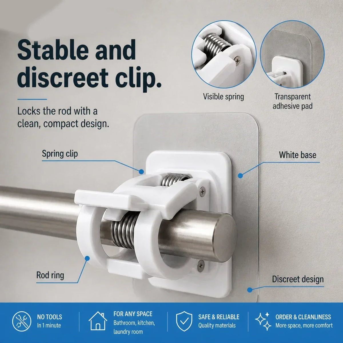 🔥Nail-Free Adjustable Curtain Rod Hooks