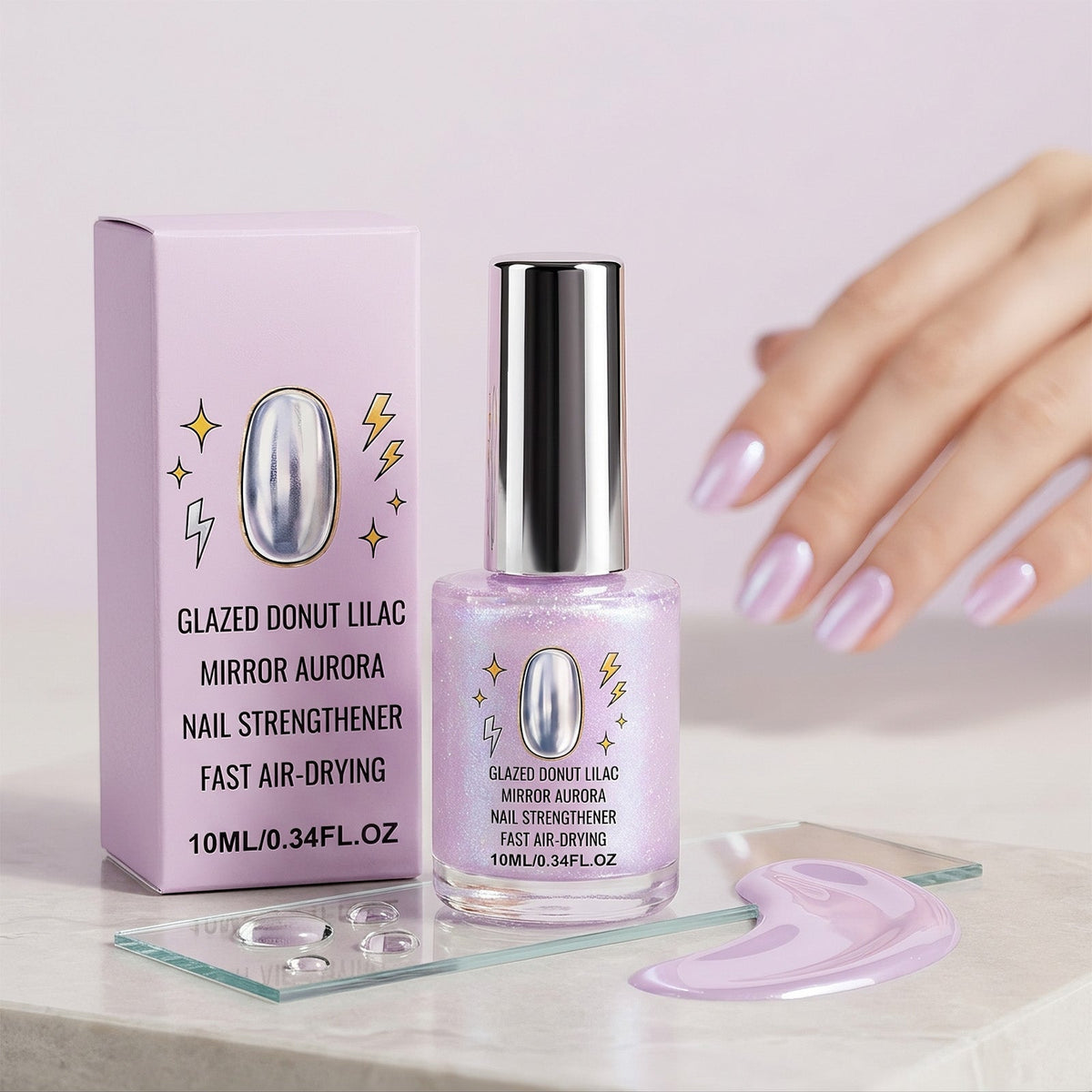 📢📢50% OFF !! ⏰Lilac Glossy Mirror Nail Strengthener✨
