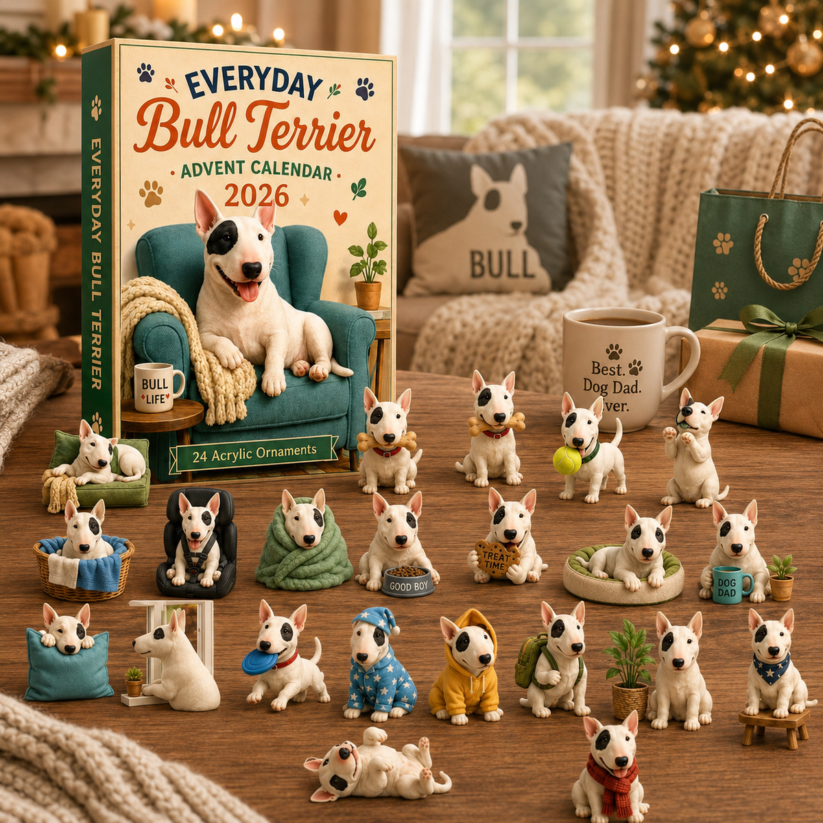 Everyday Bull Terrier Advent Calendar 2026 - 24 Acrylic Ornaments