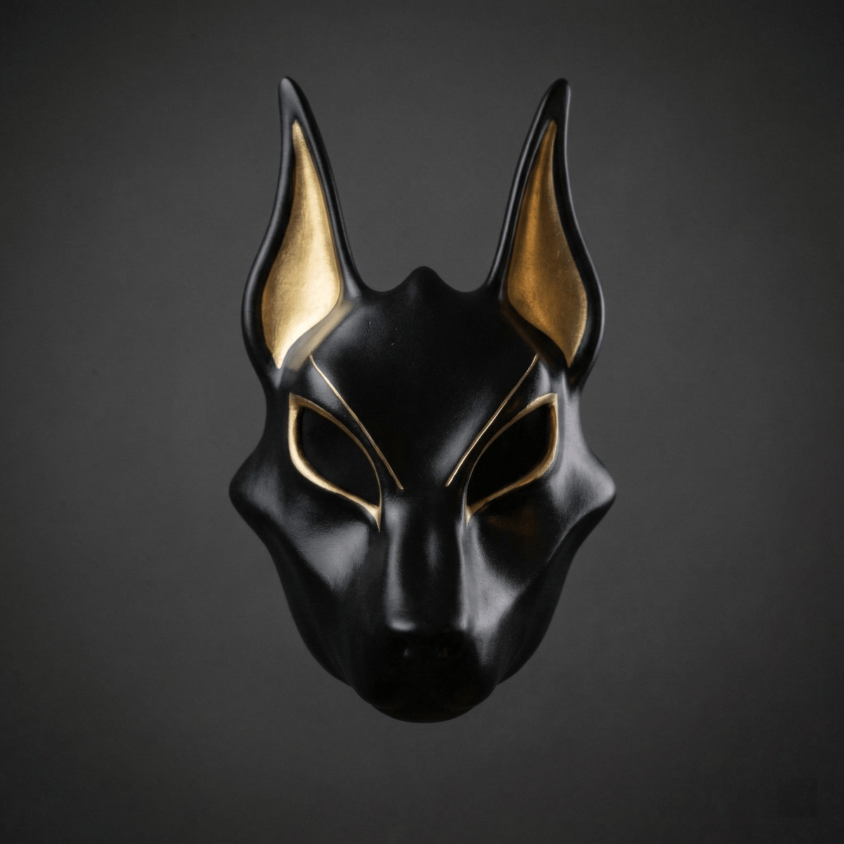 Egyptian Anubis Mask: Hand-Painted Faux Gold Leaf Jackal Mask for Cosplay & Luxury Wall Decor