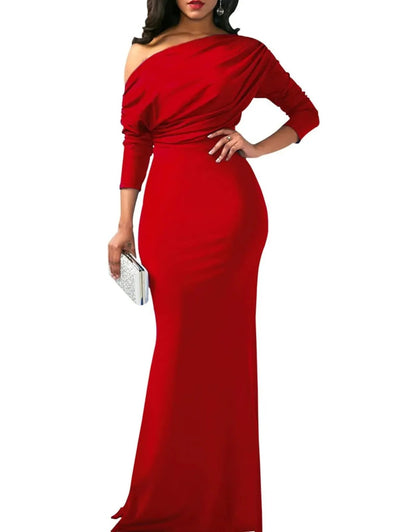💃WOMEN'S ELEGANT SLEEVELESS OFF SHOULDER BODYCON LONG FORMAL PARTY EVENING DRESS(🔥Same as in the video)
