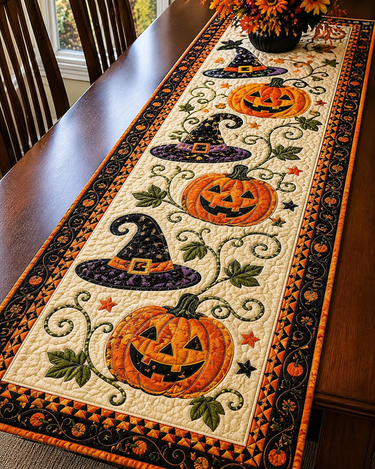 2-in-1 Halloween & Fall🎃🍂 Autumn Spell Quilted Table Runner