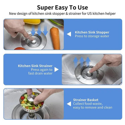 🔥LAST DAY 49% OFF-Upgraded 3 in 1 Kitchen Sink Drain Strainer
