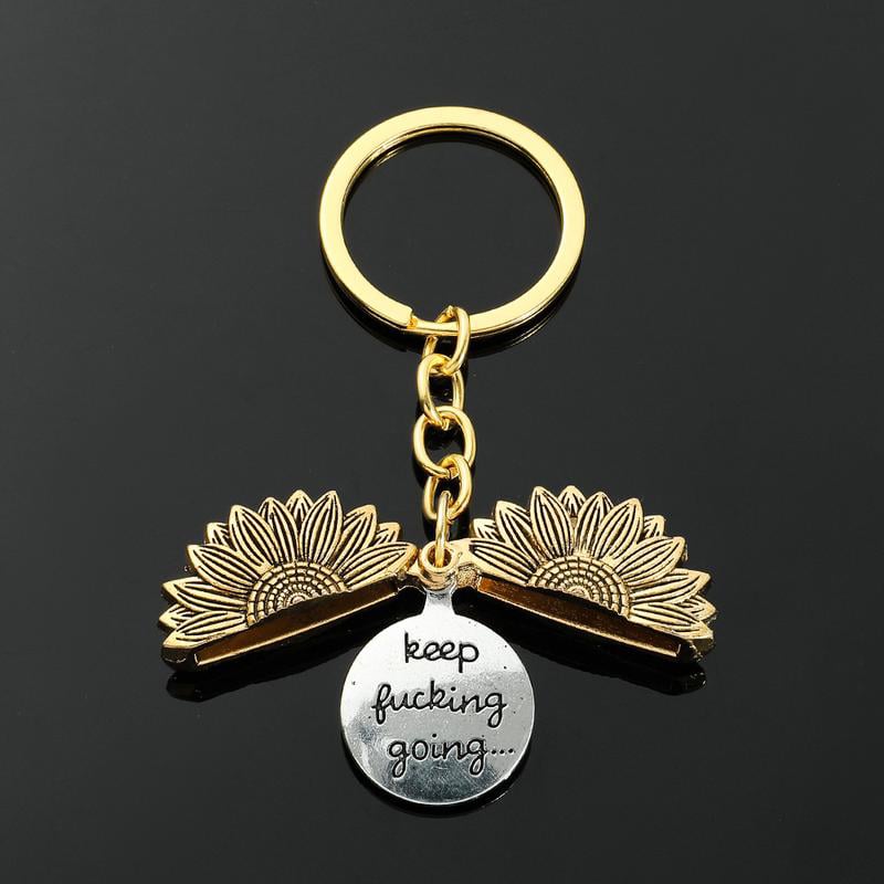 🔥LAST DAY 🌻Sunflower Keychain Inspirational Gifts - Keep Fucking Going Keychain